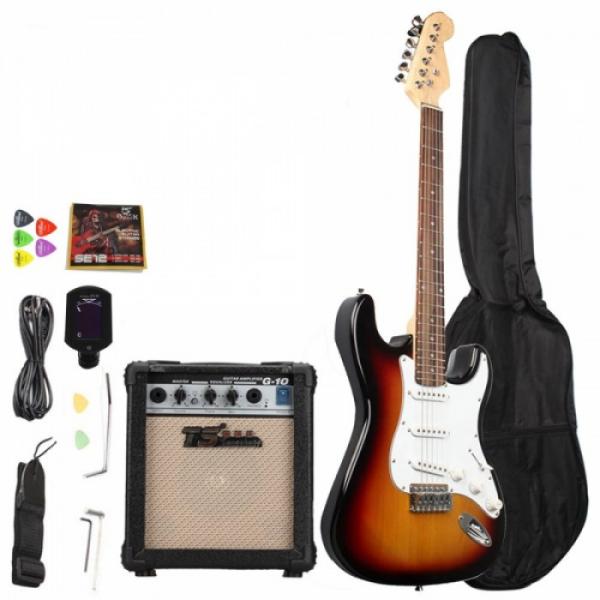 Rosewood Fingerboard Electric Guitar with Amp Turner Bag &amp; Accessories White Red #1 image