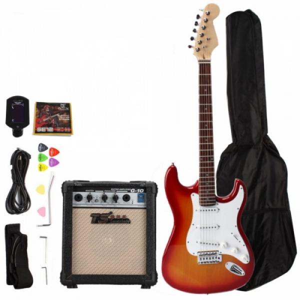 Rosewood Fingerboard Electric Guitar with Amp Turner Bag &amp; Accessories Sunset Red #1 image