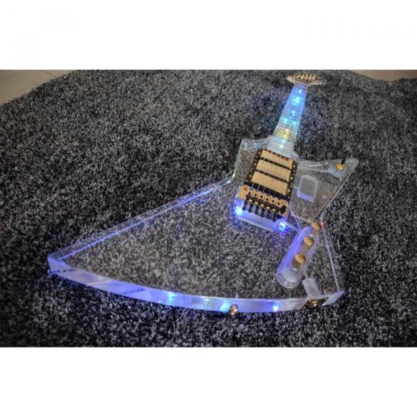 Project German Material Acrylic Body and Neck Explorer Electric Guitar With Led Lights #1 image