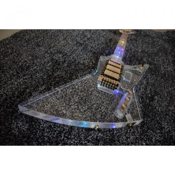 Project German Material Acrylic Body and Neck Explorer Electric Guitar With Led Lights #4 image