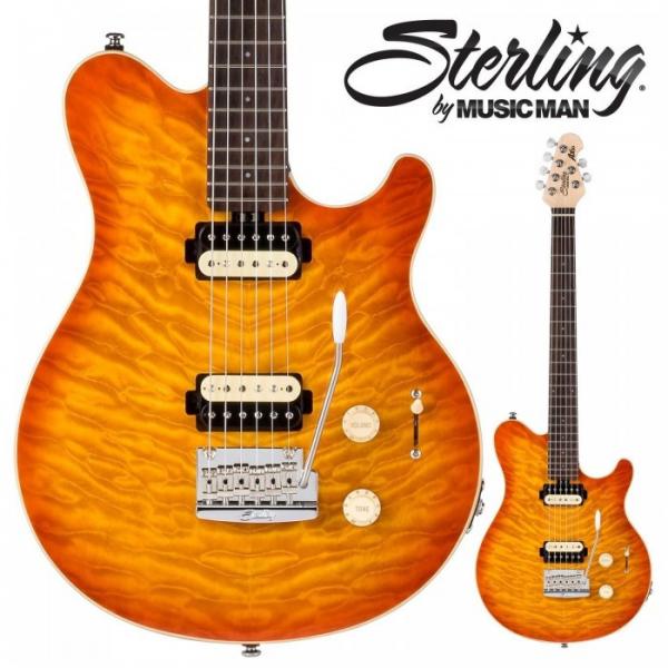 New Sterling Model AX30D-CRB Quilt Maple Cherry Burst Electric Guitar w/Dimarzio #3 image