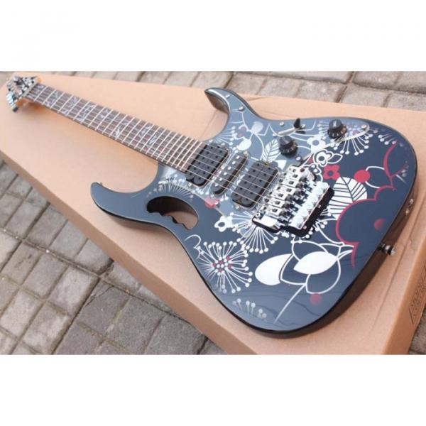 Ibanez Black Flower JEM 7V Vai Electric Guitar #1 image