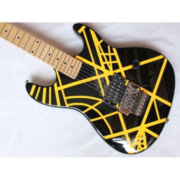 Custom Yellow EVH Black Electric Guitar #4 image
