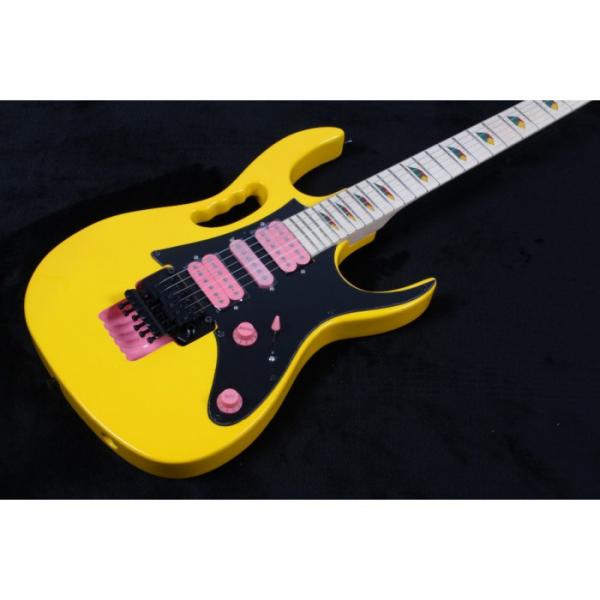 Custom Shop Yellow Ibanez Pink Pickups Electric Guitar #4 image