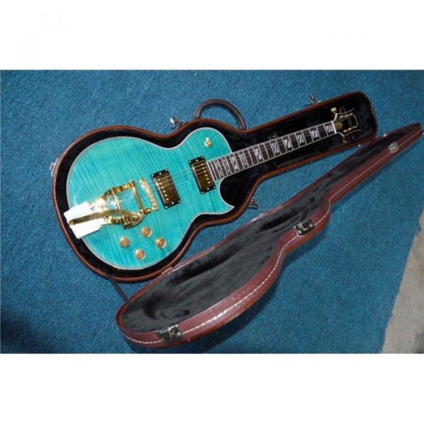 Custom Shop Teal Quilted Maple Top Electric Guitar Bigsby Tremolo #5 image