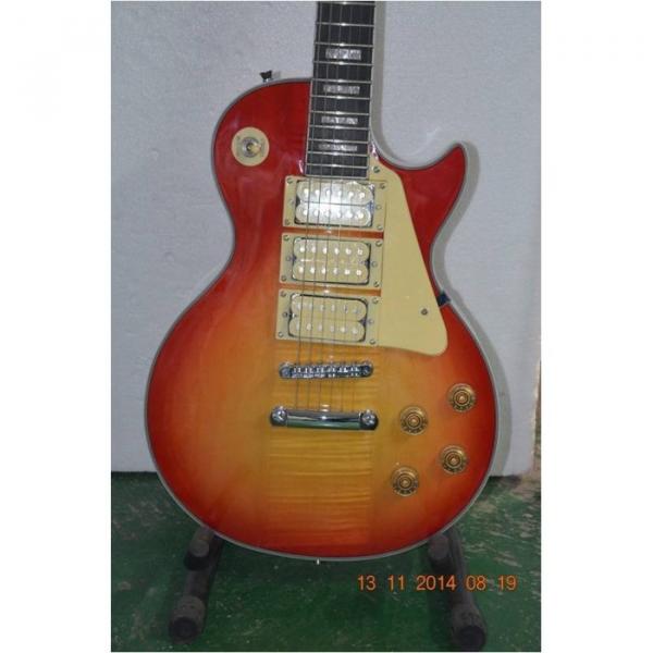 Custom Shop Sunburst Tiger Maple Top LP 3 Pickups Electric Guitar #1 image