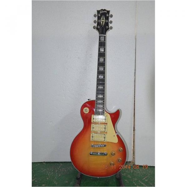 Custom Shop Sunburst Tiger Maple Top LP 3 Pickups Electric Guitar #2 image
