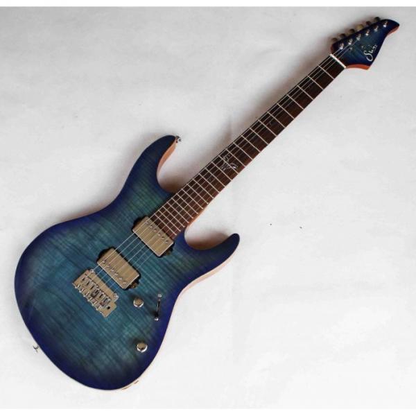 Custom Shop Suhr Flame Maple Top Blue Electric Guitar #4 image