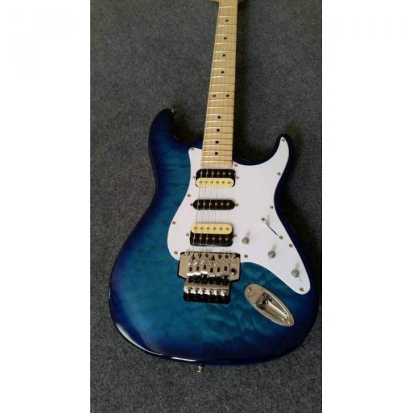Custom Shop Strat Electric Guitar Transparent Whale Blue Quilted Floyd Rose Tremolo Maple Top #1 image