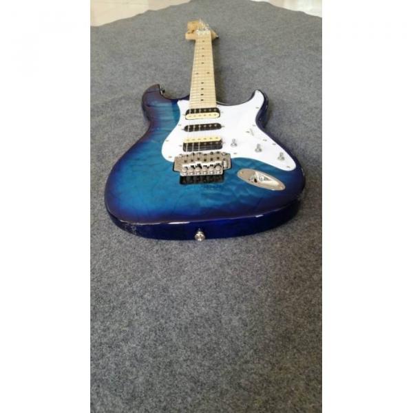 Custom Shop Strat Electric Guitar Transparent Whale Blue Quilted Floyd Rose Tremolo Maple Top #3 image