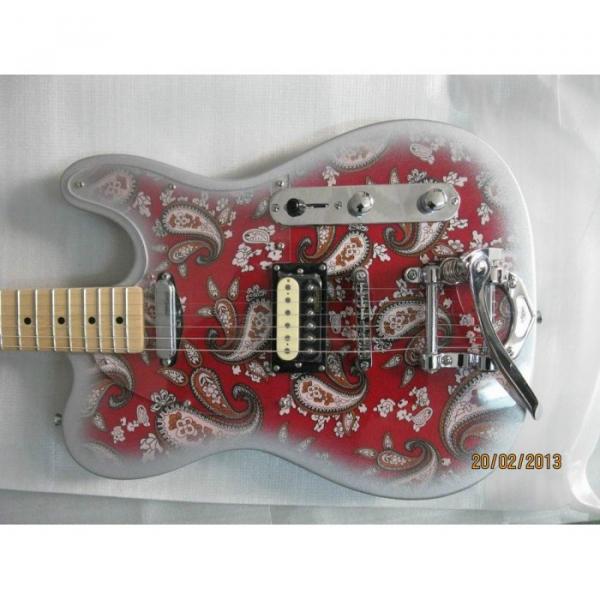 Custom Shop Silver Red 1969 Reissue Paisley Telecaster Electric Guitar Floral #1 image