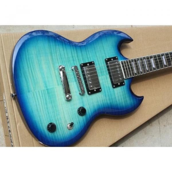 Custom Shop SG Blue Tiger Maple 6 String Electric Guitar #1 image