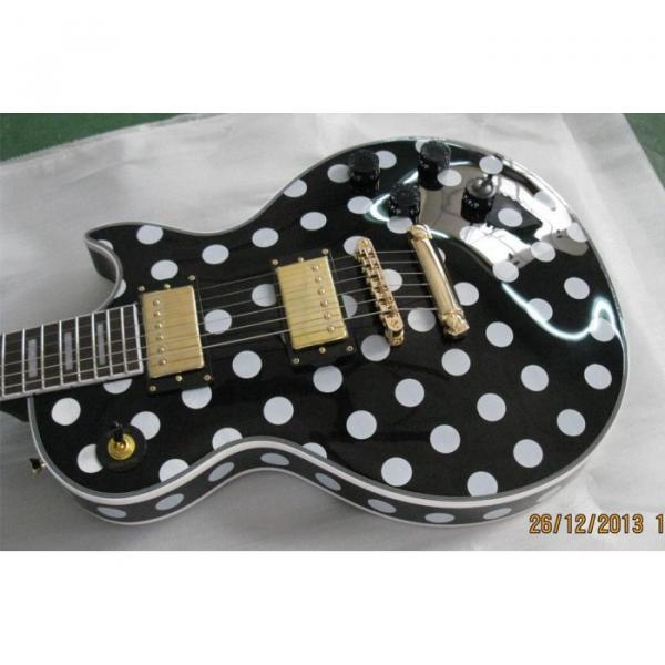 Custom Shop Polka Dots LP Black White Electric Guitar #5 image