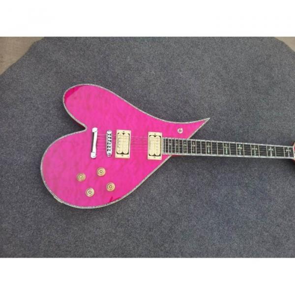Custom Shop Pink Flame Maple Body Heart Electric Guitar #1 image