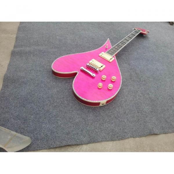 Custom Shop Pink Flame Maple Body Heart Electric Guitar #2 image