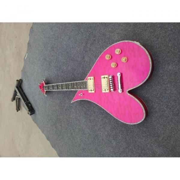 Custom Shop Pink Flame Maple Body Heart Electric Guitar #5 image
