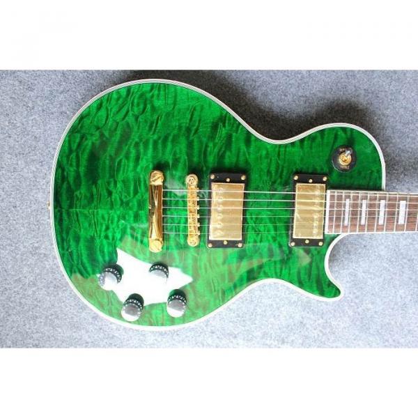 Custom Shop LP Flame Maple Top Green Electric Guitar #1 image