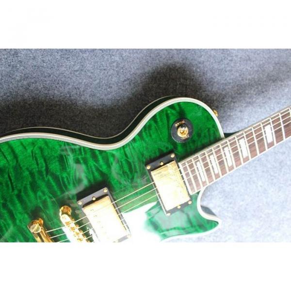 Custom Shop LP Flame Maple Top Green Electric Guitar #3 image
