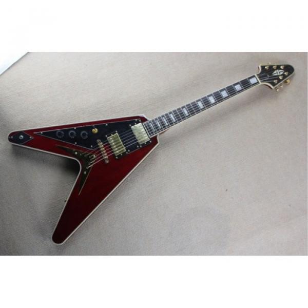 Custom Shop Left Handed Red  LP Flying V Electric Guitar #1 image