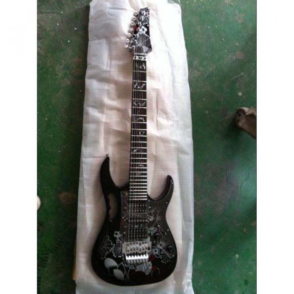 Custom Shop Ibanez Black Flower Pattern JEM 77 Electric Guitar 7 String #3 image