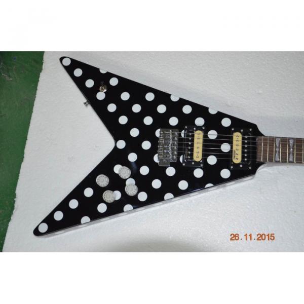 Custom Shop GMW Polka Dot Flying V Electric Guitar Black and White Randy Rhoads #5 image