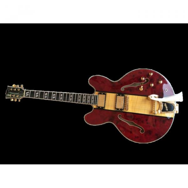 Custom Shop Fulcher ES335 Spalted Maple Veneer Red Electric Guitar #1 image