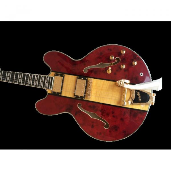 Custom Shop Fulcher ES335 Spalted Maple Veneer Red Electric Guitar #2 image