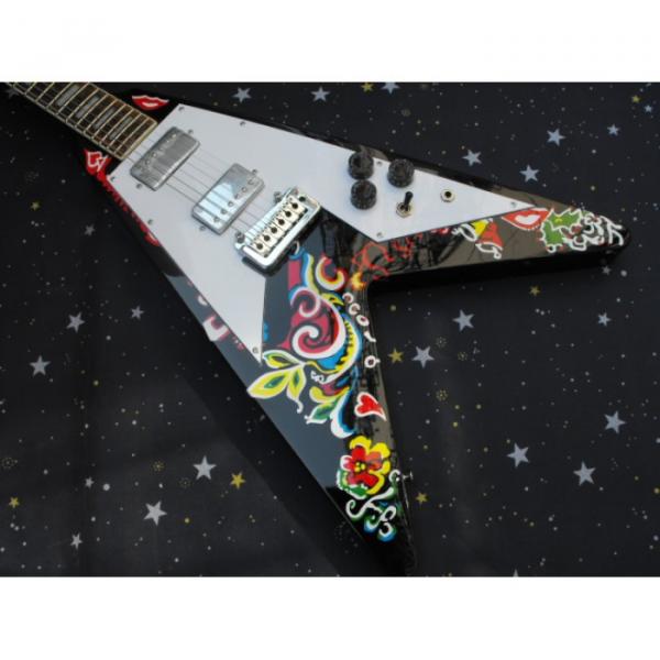 Custom Shop Flower Jimi Hendrix Flying V Electric Guitar #5 image