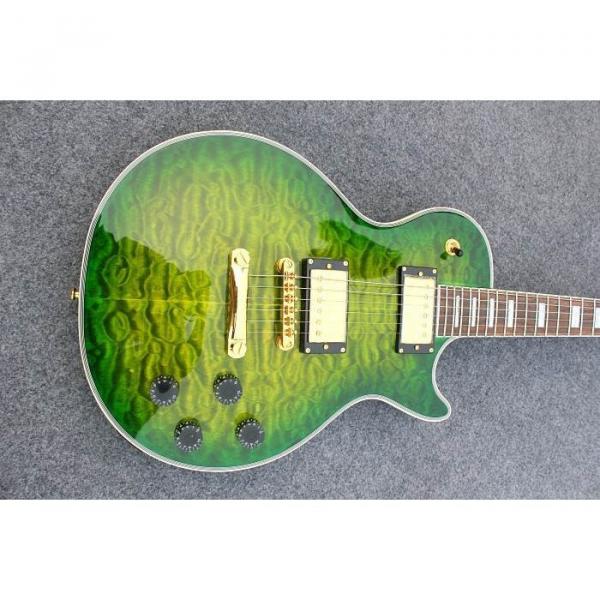 Custom Shop Flame Maple Top Green Yellow Electric Guitar #1 image