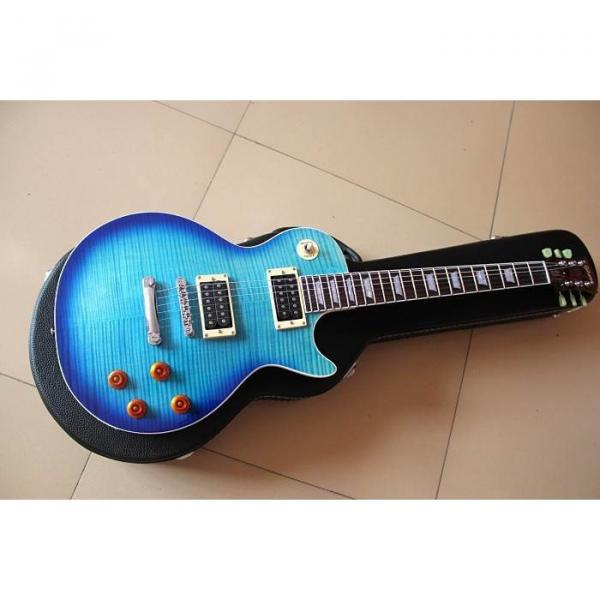 Custom Shop Flame Maple Top Blue Standard Electric Guitar #2 image