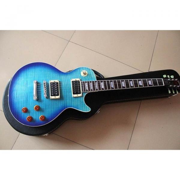 Custom Shop Flame Maple Top Blue Standard Electric Guitar #3 image