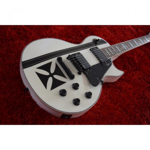 Custom Shop ESP Metallica James Hetfield Iron Cross  Snow White w/ Stripes Graphic Electric Guitar #1 image