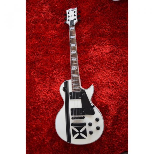 Custom Shop ESP Metallica James Hetfield Iron Cross  Snow White w/ Stripes Graphic Electric Guitar #2 image