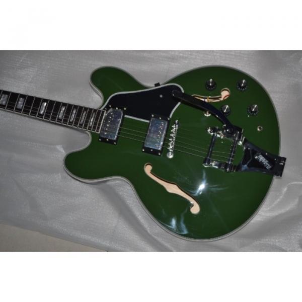 Custom Shop ES335 Curly Green 6 String Bigsby Electric Guitar #1 image