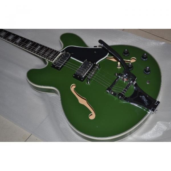 Custom Shop ES335 Curly Green 6 String Bigsby Electric Guitar #3 image