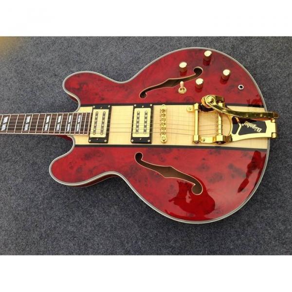 Custom Shop ES335 Spalted Maple Veneer Red Electric Guitar #1 image