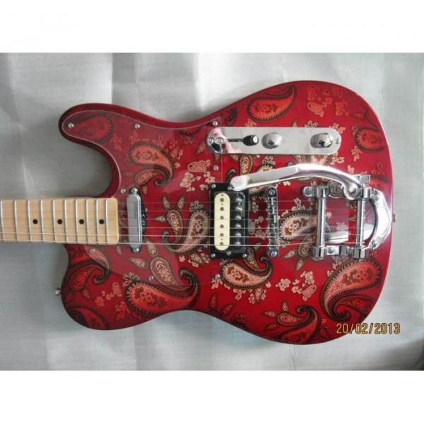 Custom Shop Cherry Red 1969 Reissue Paisley Telecaster Electric Guitar Floral #1 image