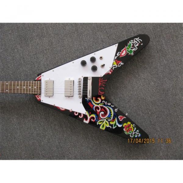 Custom Shop Black Jimi Hendrix Flying V Electric Guitar #4 image