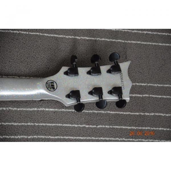 Custom Shop 3 Pickups ESP Silver Dust Sparkle Electric Guitar Abalone #2 image