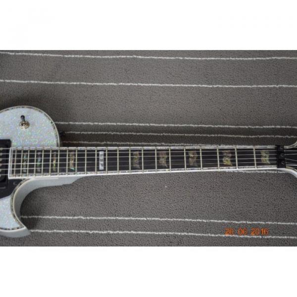 Custom Shop 3 Pickups ESP Silver Dust Sparkle Electric Guitar Abalone #3 image