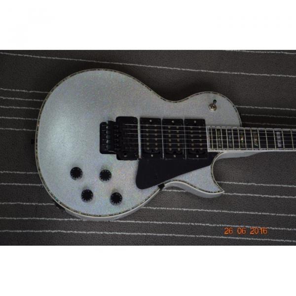 Custom Shop 3 Pickups ESP Silver Dust Sparkle Electric Guitar Abalone #5 image