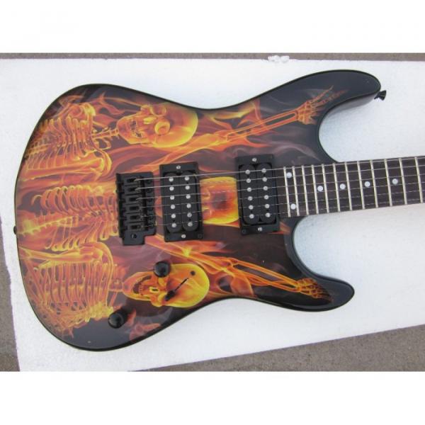 Custom Made ESP Skull Flame Skeleton Graphic Electric Guitar #3 image