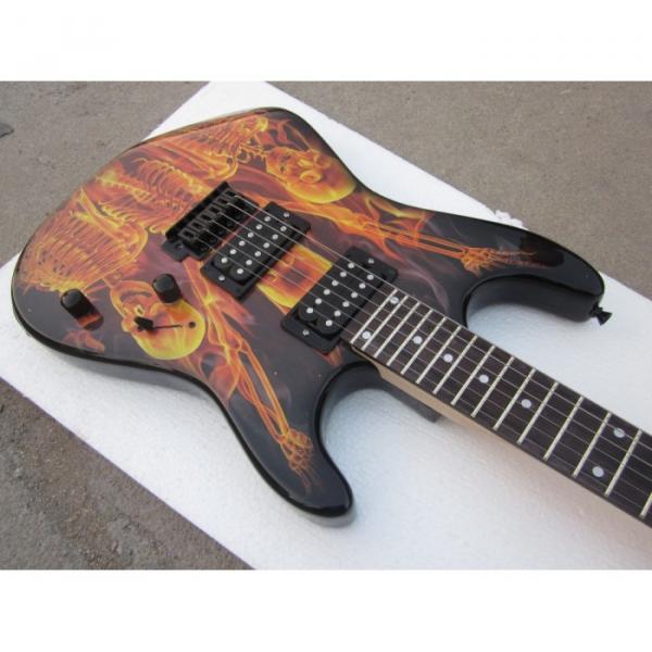 Custom Made ESP Skull Flame Skeleton Graphic Electric Guitar #4 image