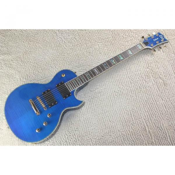 Custom LTD Deluxe ESP Flame Maple Top Blue Electric Guitar #1 image