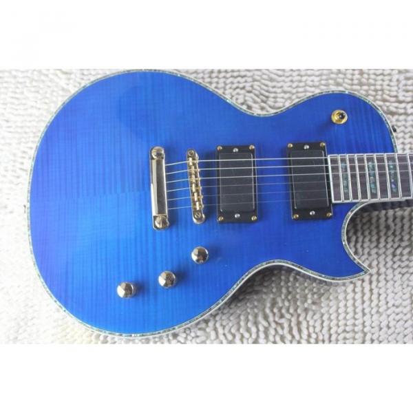 Custom LTD Deluxe ESP Flame Maple Top Blue Electric Guitar #2 image