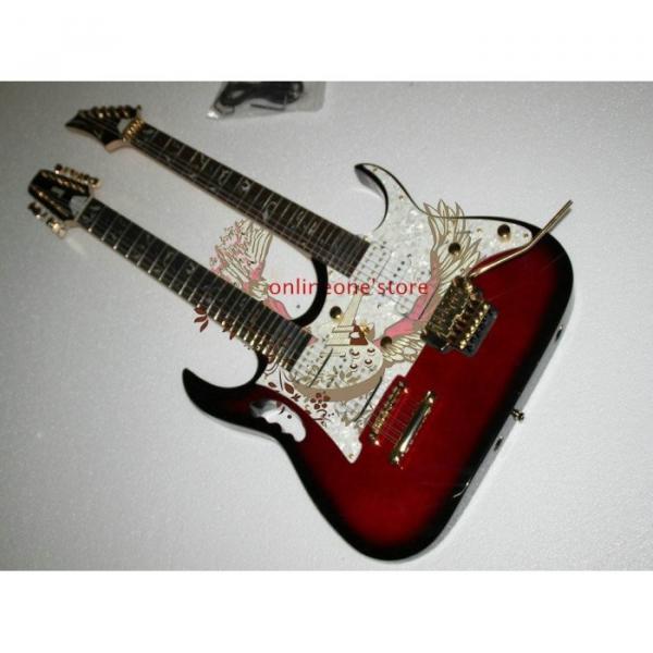Custom JEM7V Red Black Double Neck 6/12 Strings Electric Guitar #4 image