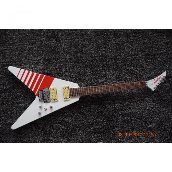 Custom Flying V Jackson White Stripe Red Electric Guitar #1 image