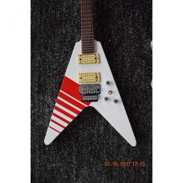 Custom Flying V Jackson White Stripe Red Electric Guitar #2 image
