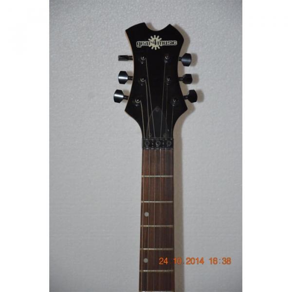 Custom Shop Black Machine Skull Emo 6 String Gear 4 Music Vintage Carved Electric Guitar #3 image