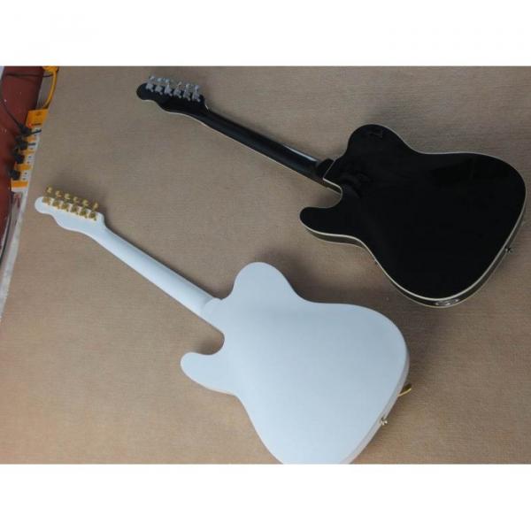 Custom American Telecaster Fhole Black White Electric Guitar #2 image